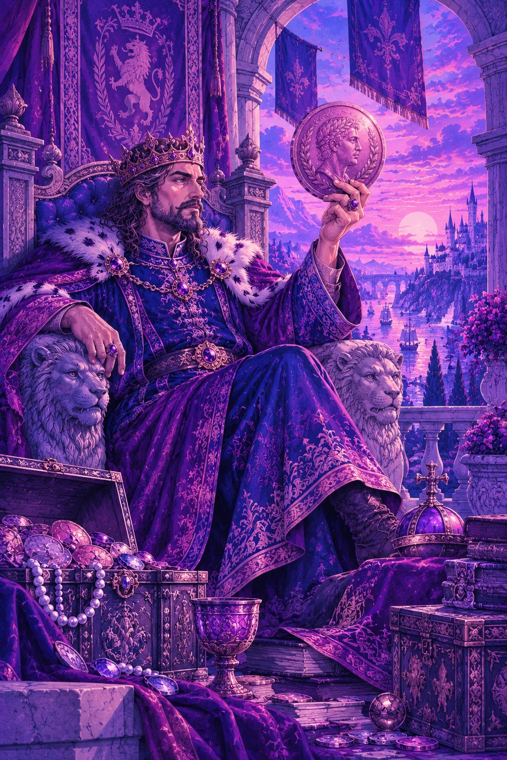 King of Pentacles — original Sonam Zangmo Tarot illustration