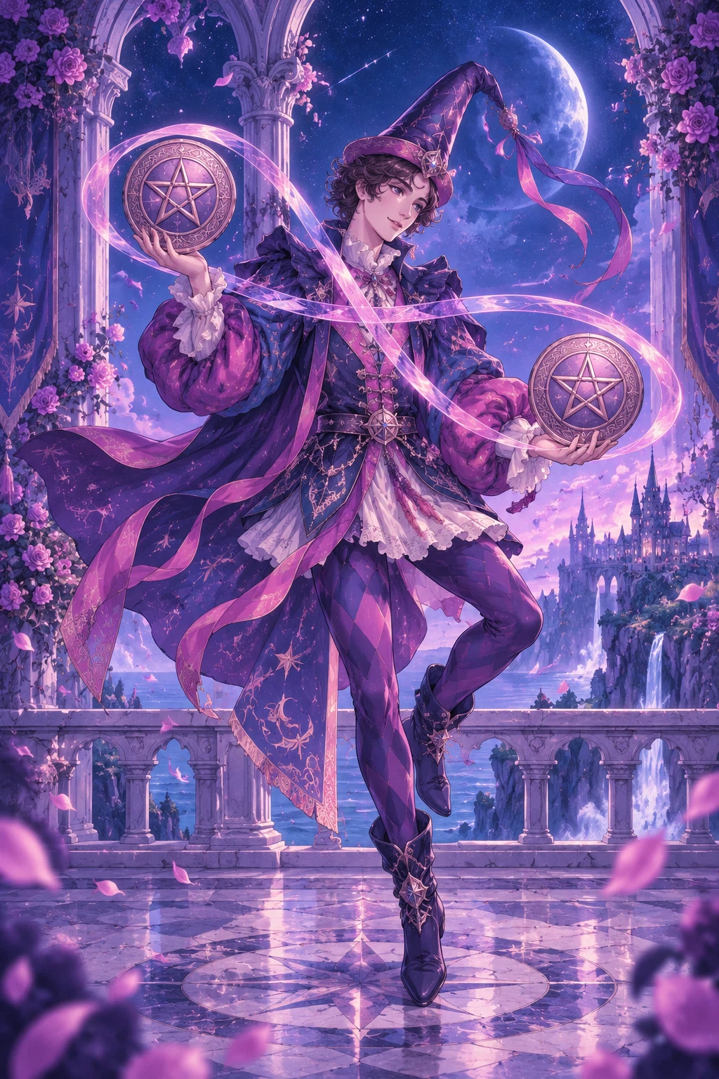 Two of Pentacles — original Sonam Zangmo Tarot illustration