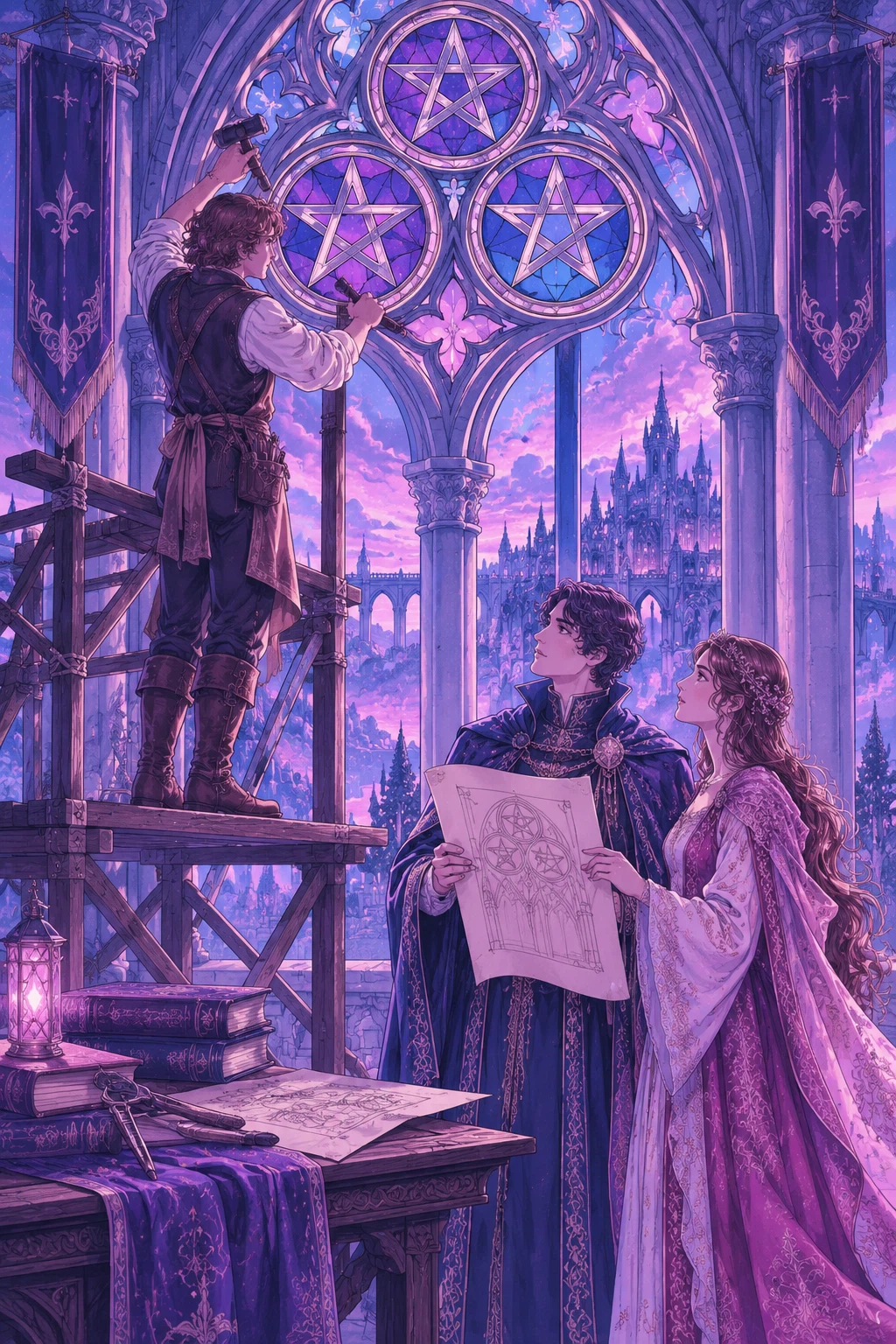 Three of Pentacles — original Sonam Zangmo Tarot illustration