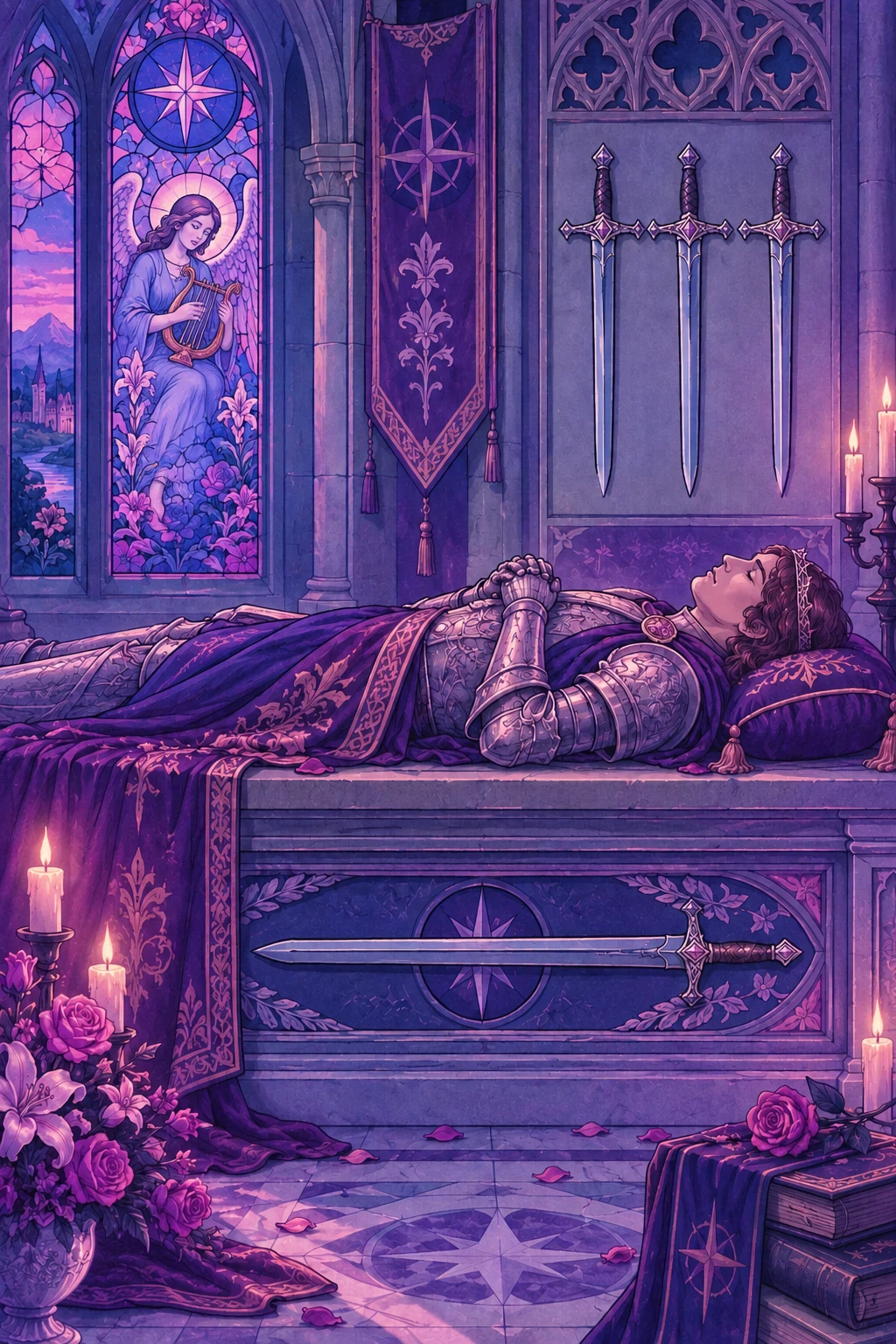 Four of Swords — original Sonam Zangmo Tarot illustration