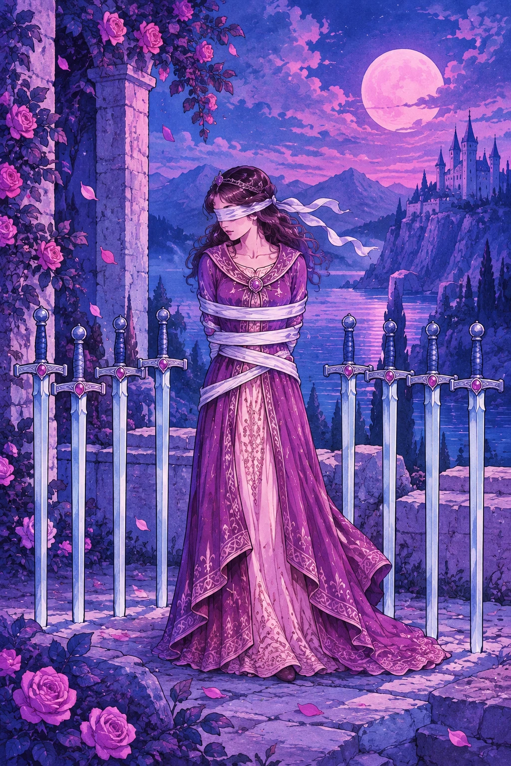 Eight of Swords — original Sonam Zangmo Tarot illustration