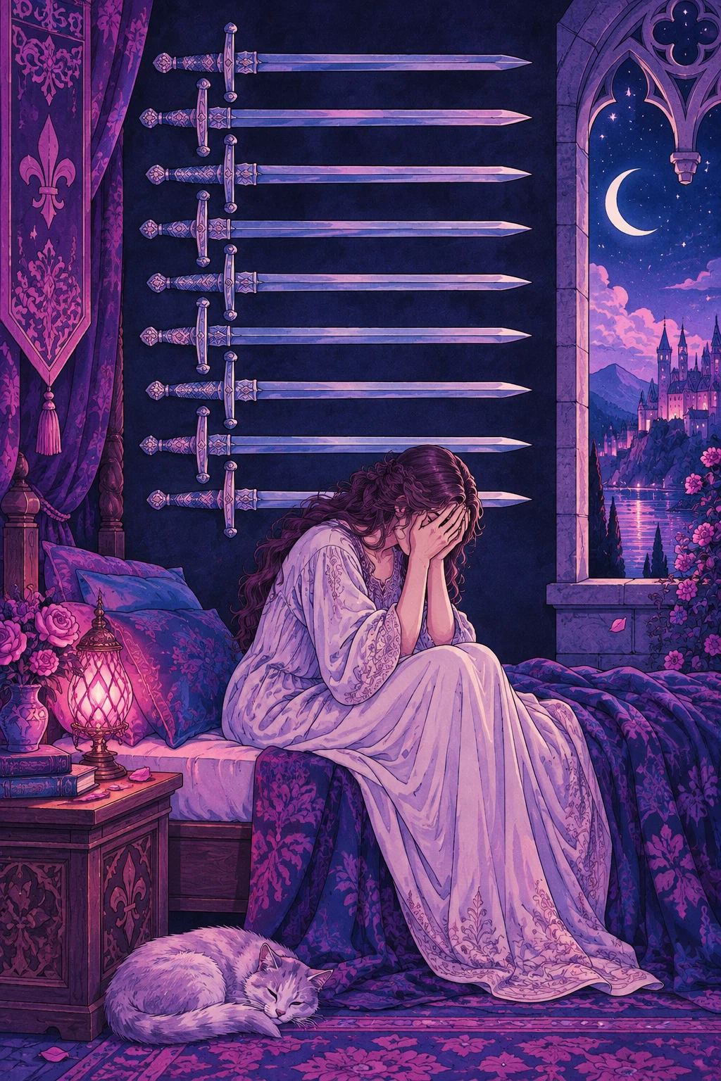 Nine of Swords — original Sonam Zangmo Tarot illustration