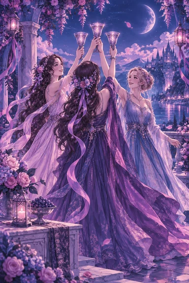 Three of Cups — Sonam Zangmo Tarot illustration