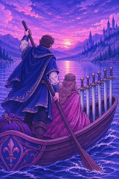 Six of Swords — Sonam Zangmo Tarot illustration