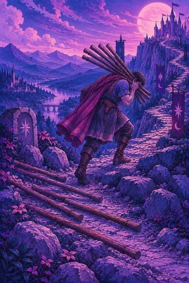Ten of Wands — Sonam Zangmo Tarot illustration